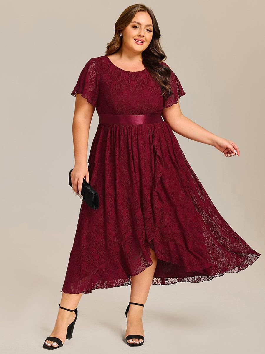 ever SEVYN|Ruffled Sleeve Empire Waist Lace Wedding Guest Dress