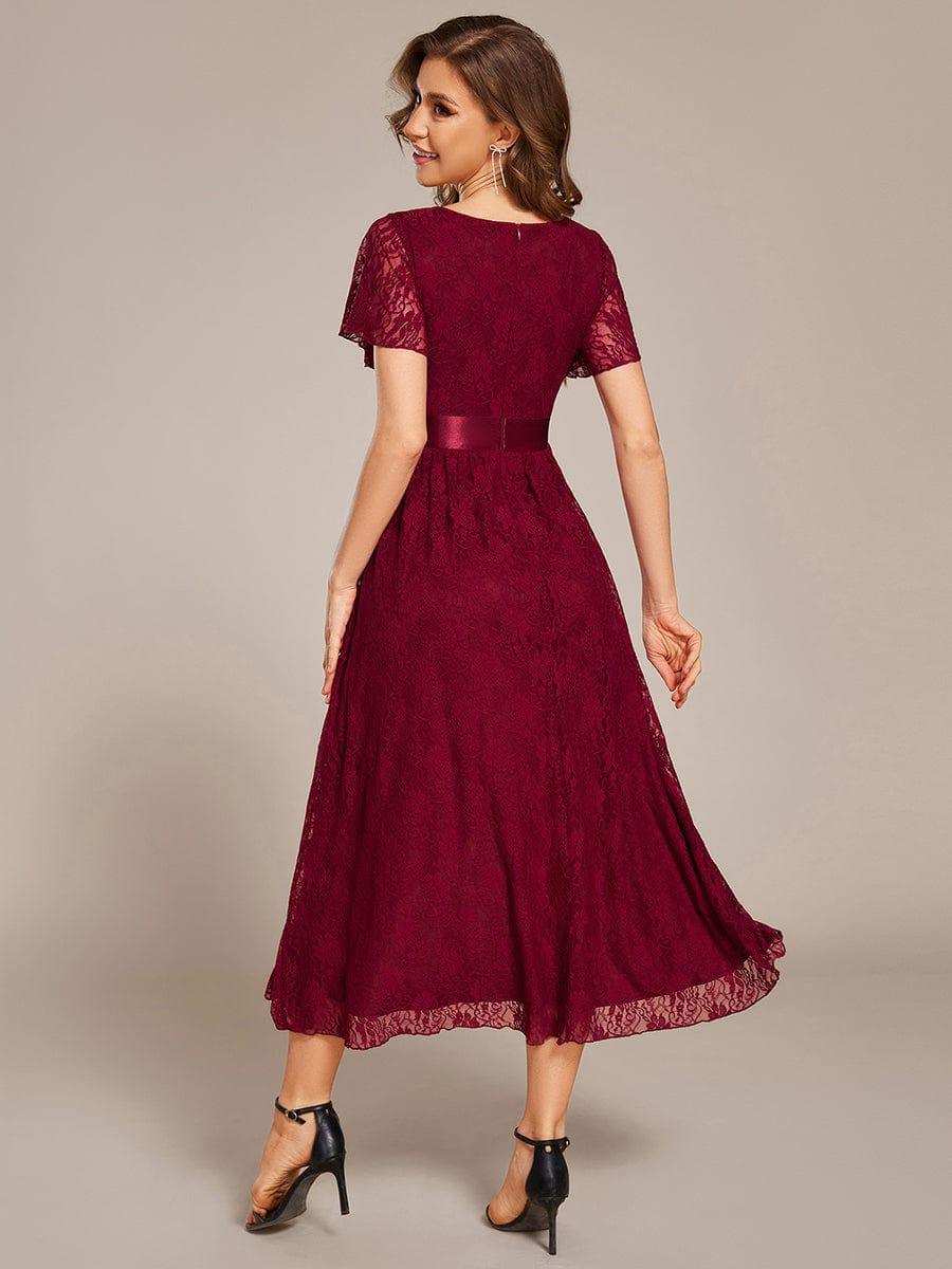 ever SEVYN|Ruffled Sleeve Empire Waist Lace Wedding Guest Dress