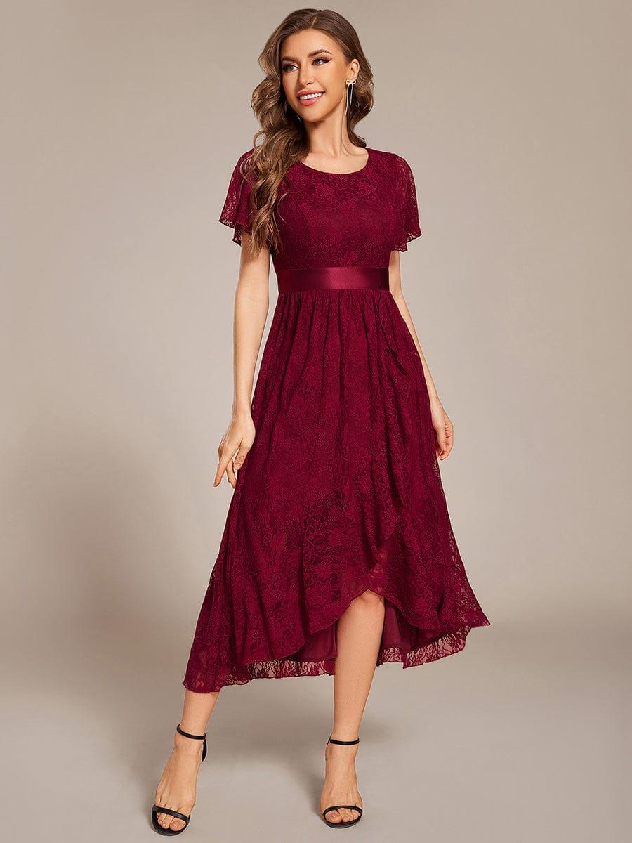 ever SEVYN|Ruffled Sleeve Empire Waist Lace Wedding Guest Dress