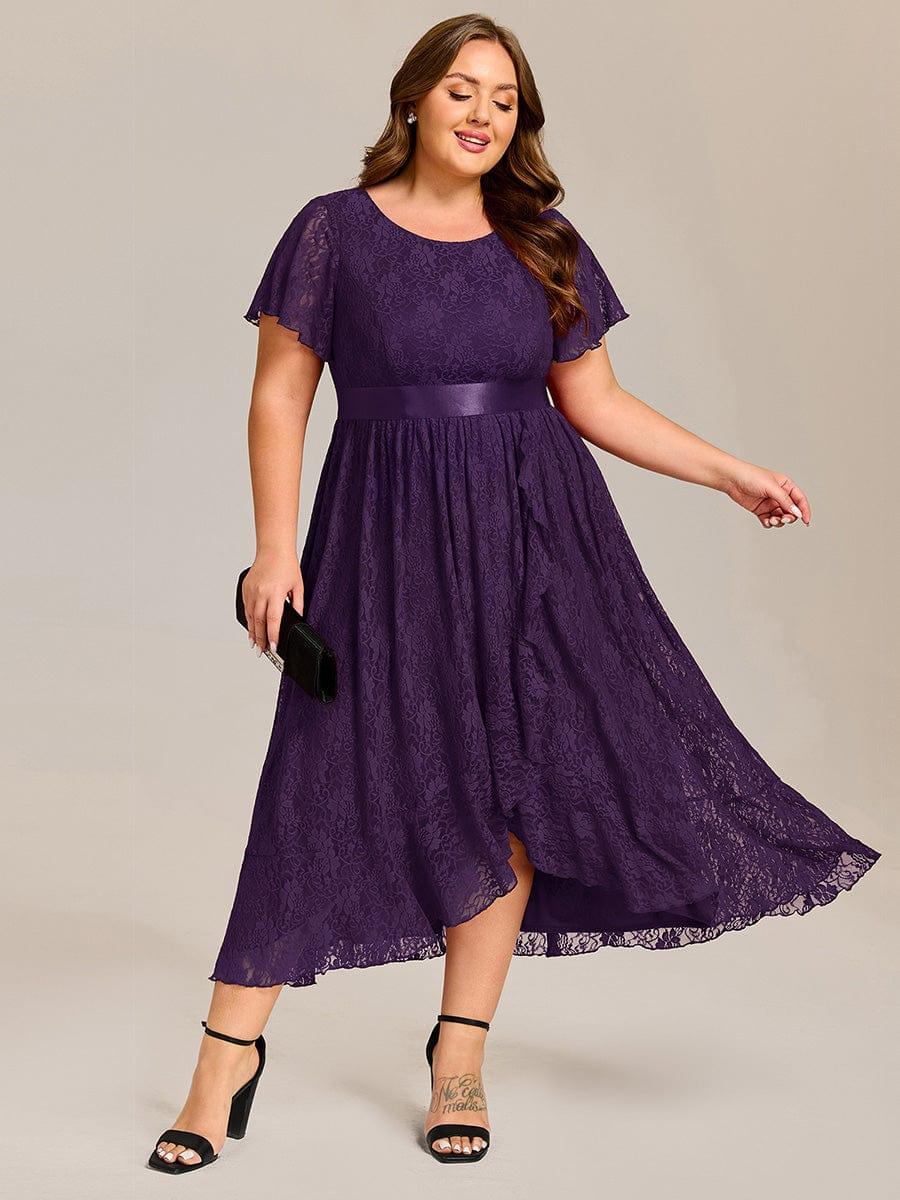 ever SEVYN|Ruffled Sleeve Empire Waist Lace Wedding Guest Dress