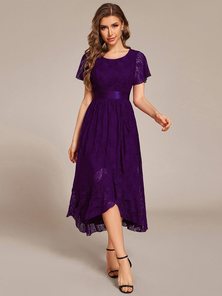 ever SEVYN|Ruffled Sleeve Empire Waist Lace Wedding Guest Dress