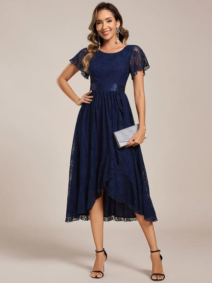 ever SEVYN|Ruffled Sleeve Empire Waist Lace Wedding Guest Dress
