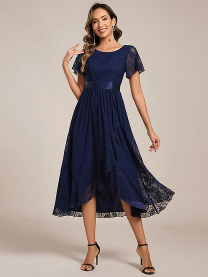 ever SEVYN|Ruffled Sleeve Empire Waist Lace Wedding Guest Dress