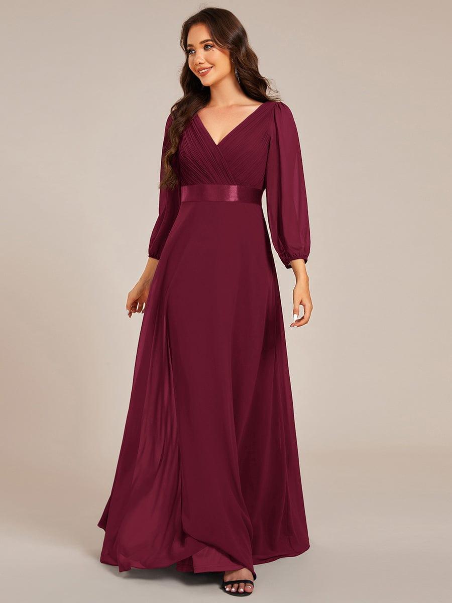 ever OLIVIA|Long Sleeves Chiffon Empire Waist A-Line Maxi Formal Evening Dress