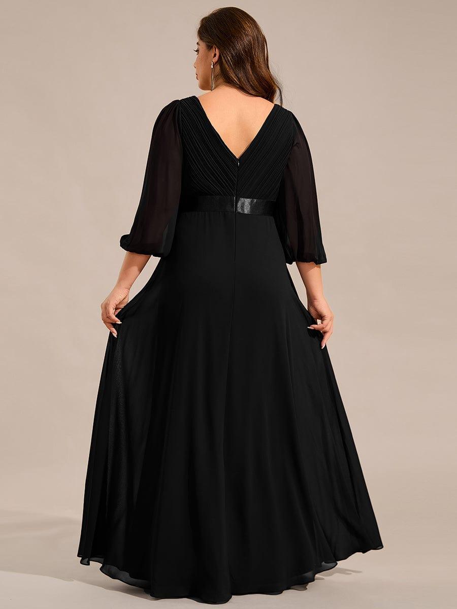 ever OLIVIA|Long Sleeves Chiffon Empire Waist A-Line Maxi Formal Evening Dress