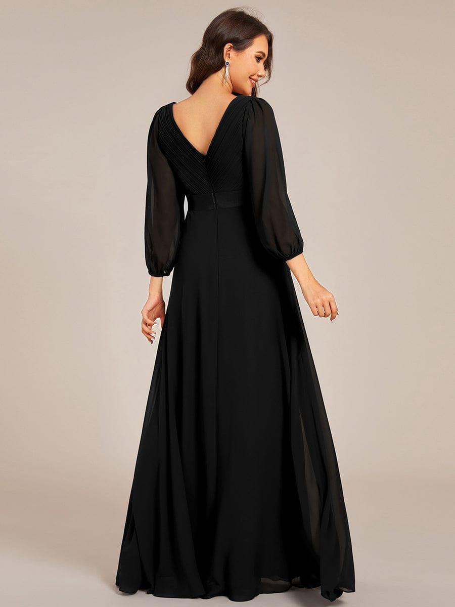ever OLIVIA|Long Sleeves Chiffon Empire Waist A-Line Maxi Formal Evening Dress