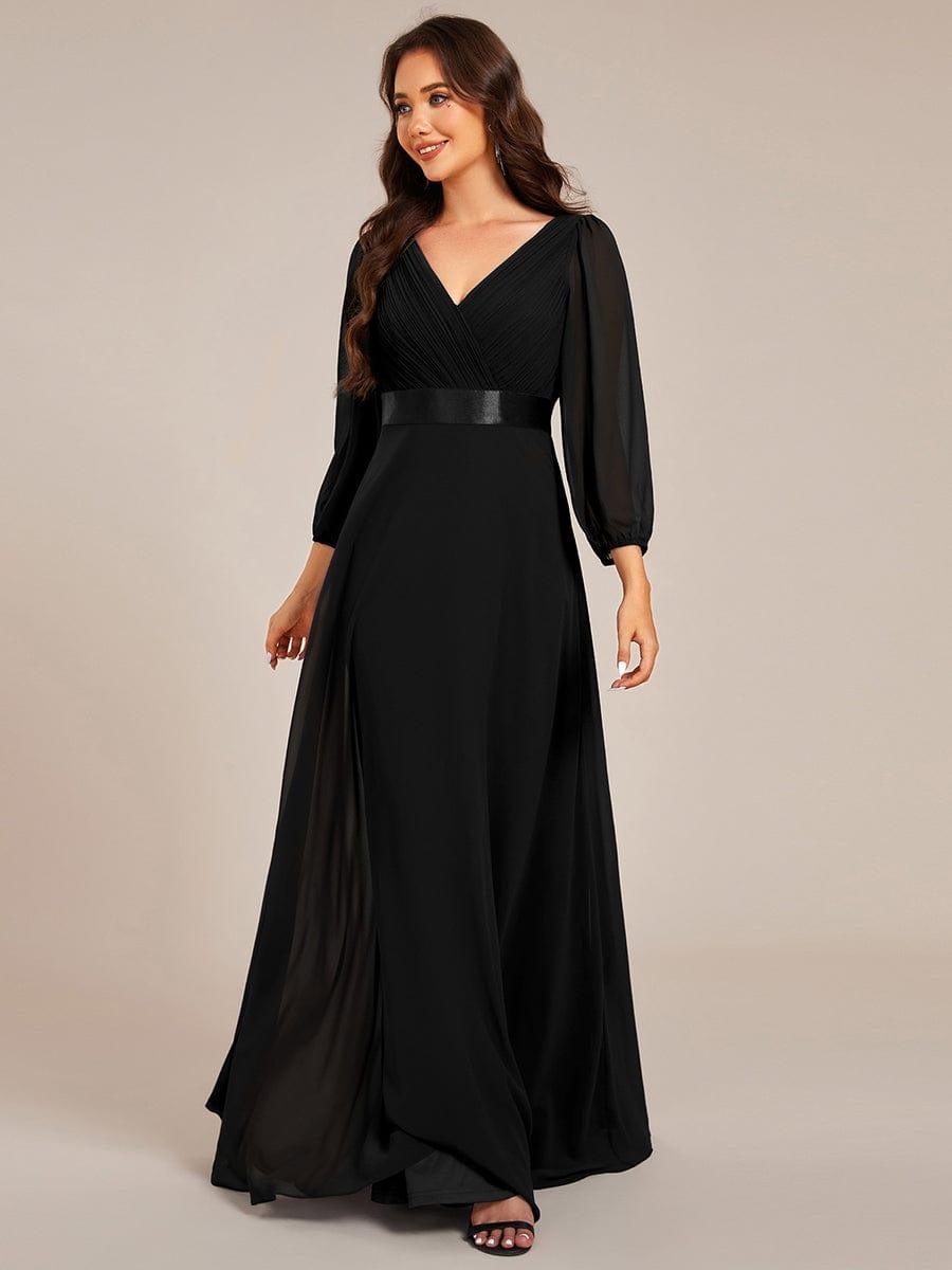 ever OLIVIA|Long Sleeves Chiffon Empire Waist A-Line Maxi Formal Evening Dress