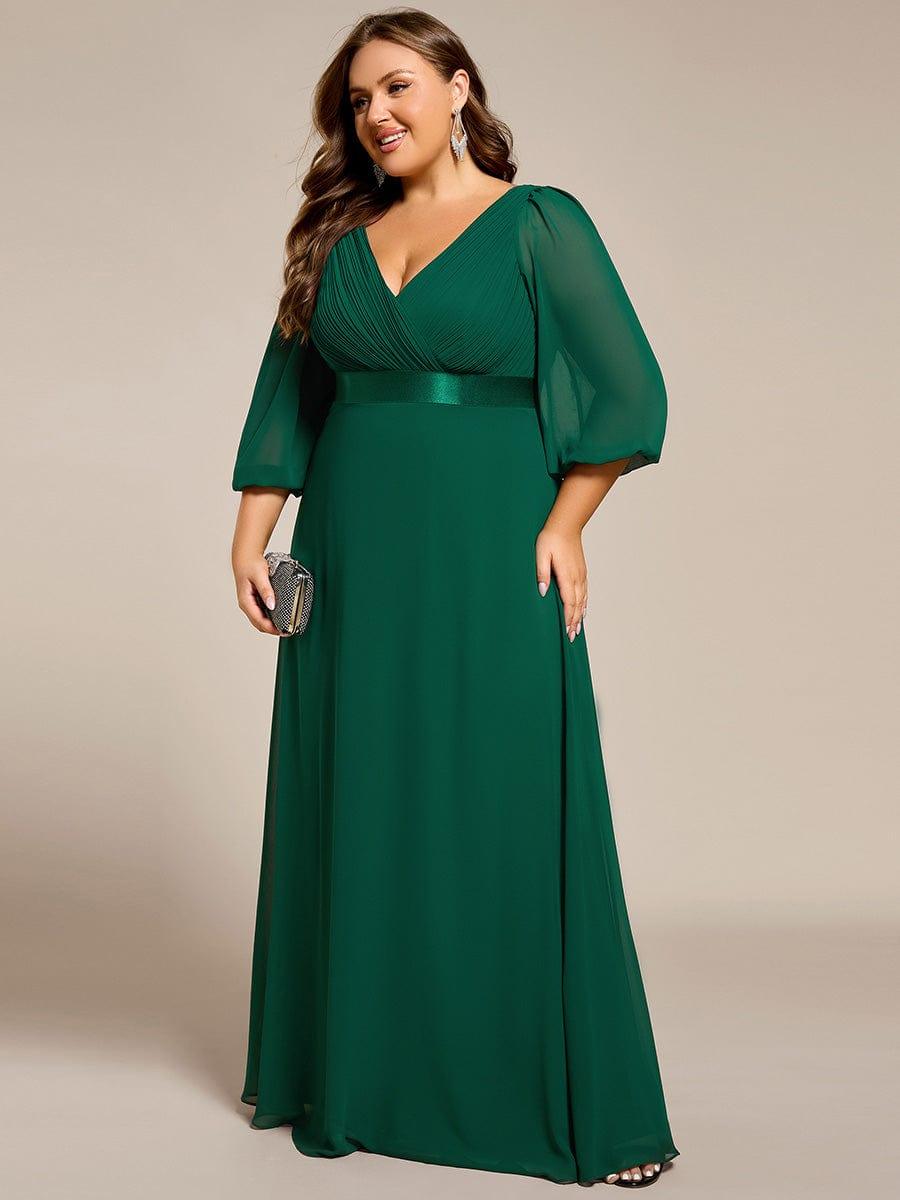 ever OLIVIA|Long Sleeves Chiffon Empire Waist A-Line Maxi Formal Evening Dress