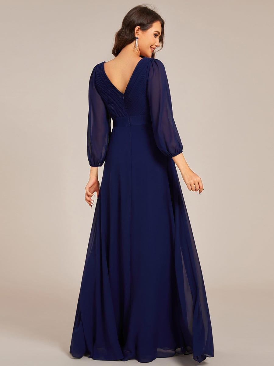 ever OLIVIA|Long Sleeves Chiffon Empire Waist A-Line Maxi Formal Evening Dress