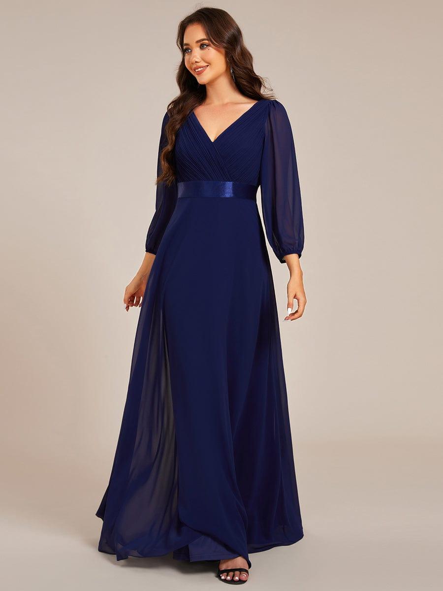 ever OLIVIA|Long Sleeves Chiffon Empire Waist A-Line Maxi Formal Evening Dress