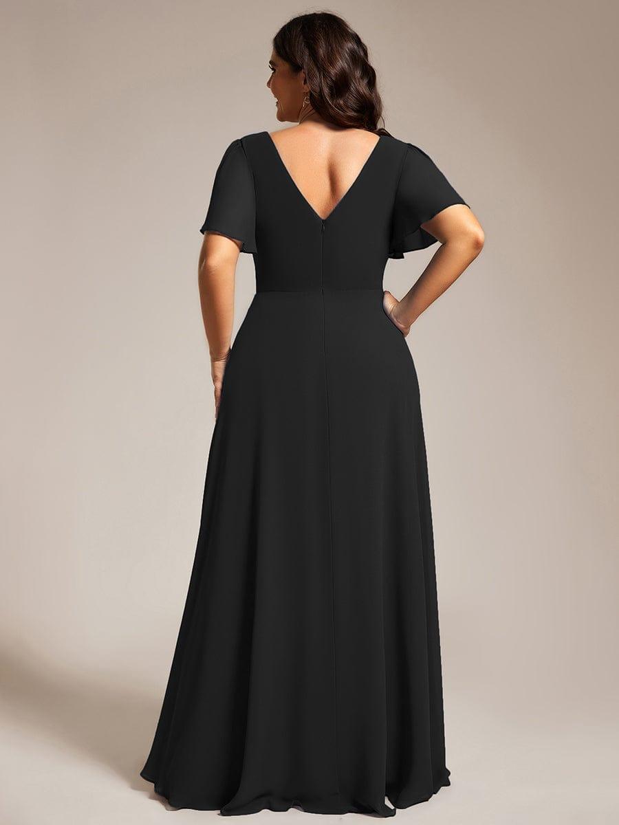 pretty LAYLAH|Plus Size Pleated A-Line Shiny Belt Chiffon Formal Evening Dress