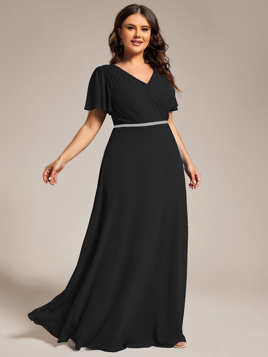 pretty LAYLAH|Plus Size Pleated A-Line Shiny Belt Chiffon Formal Evening Dress