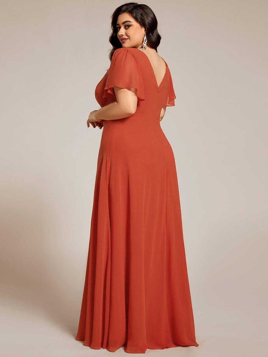 ever LAYLAH|Pleated A-Line Chiffon Formal Evening Dress with Short Sleeves and Sequin Waist