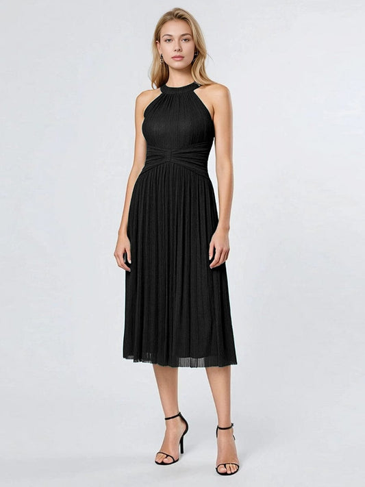 ever VAYLA|Glittery Sleeveless A-Line Midi Dress