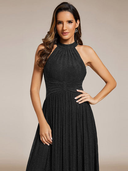ever VAYLA|Glittery Sleeveless A-Line Midi Dress