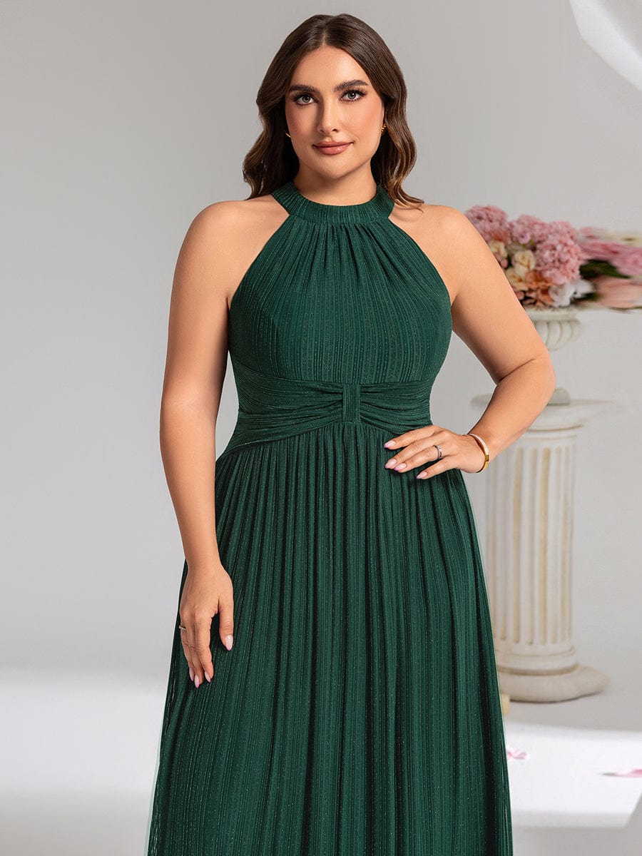 pretty VAYLA|Plus-Size Glittery Halter Neck Dress