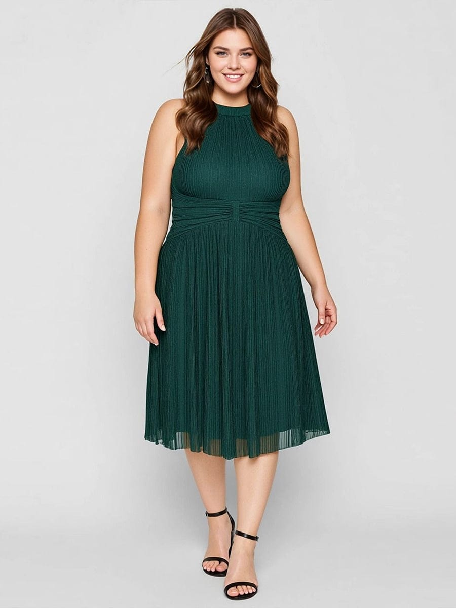 pretty VAYLA|Plus-Size Glittery Halter Neck Dress