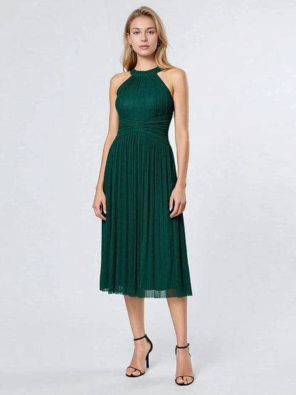 ever VAYLA|Glittery Sleeveless A-Line Midi Dress