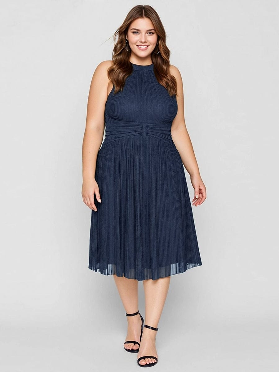 pretty VAYLA|Plus-Size Glittery Halter Neck Dress