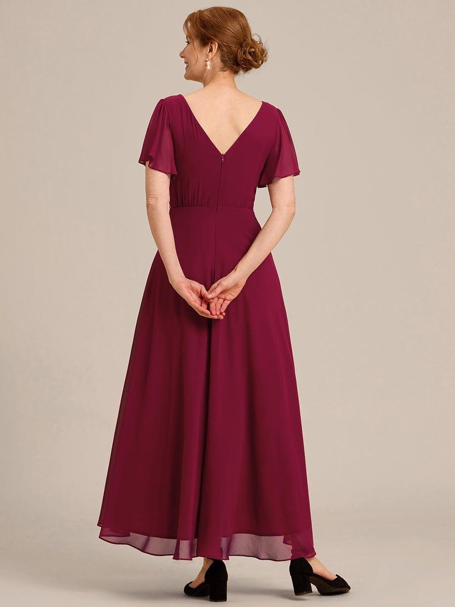 ever DAKOTA|Double V-Neck Waist Trimmed Chiffon Mother of the Bride Dress