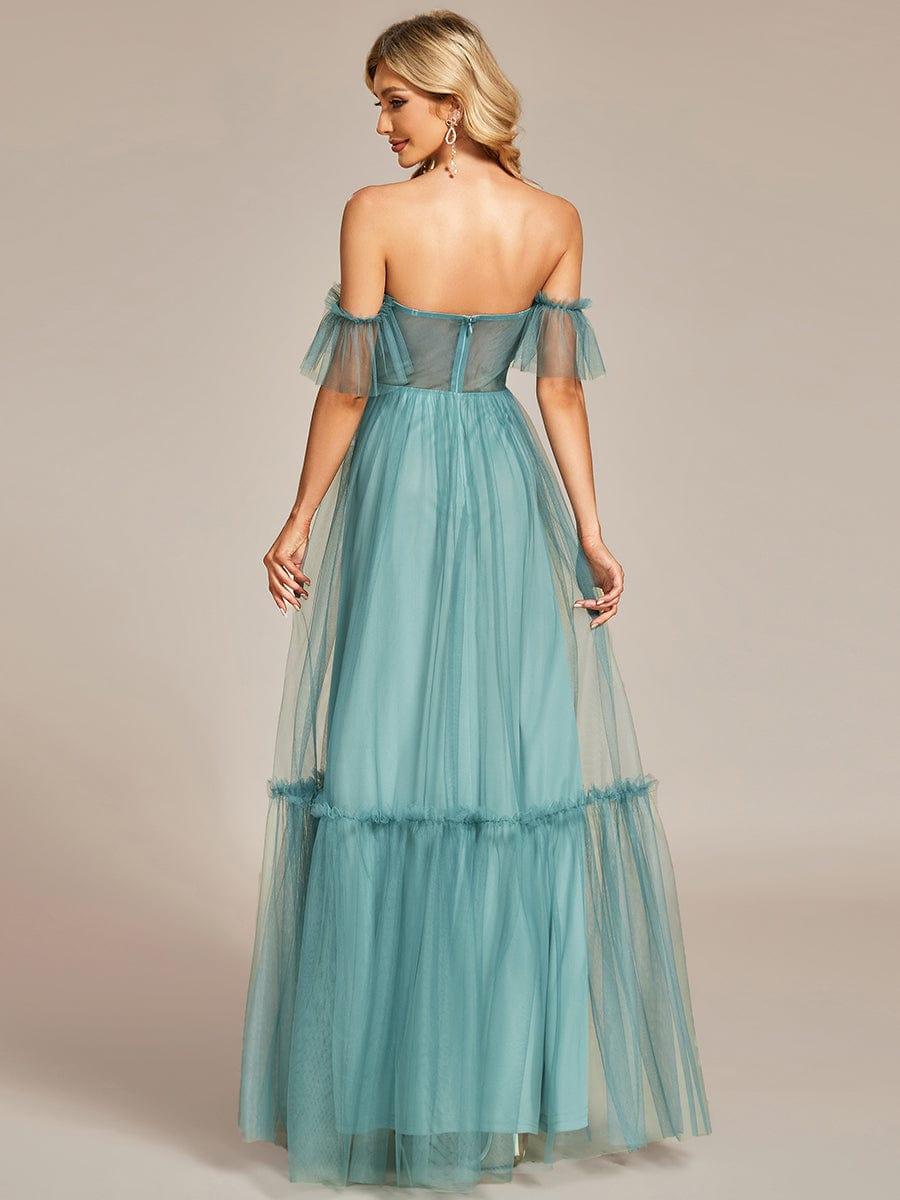 ever LUCIE|Off-Shoulder Sweetheart Double Layer Pleated Bridesmaid Dress