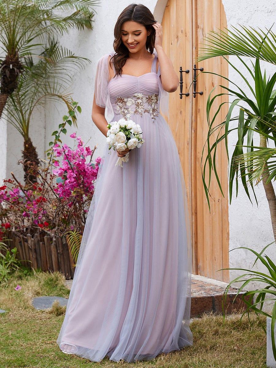 Sweetheart Frenulum Knotting Formal Evening Dress Adorned with Applique