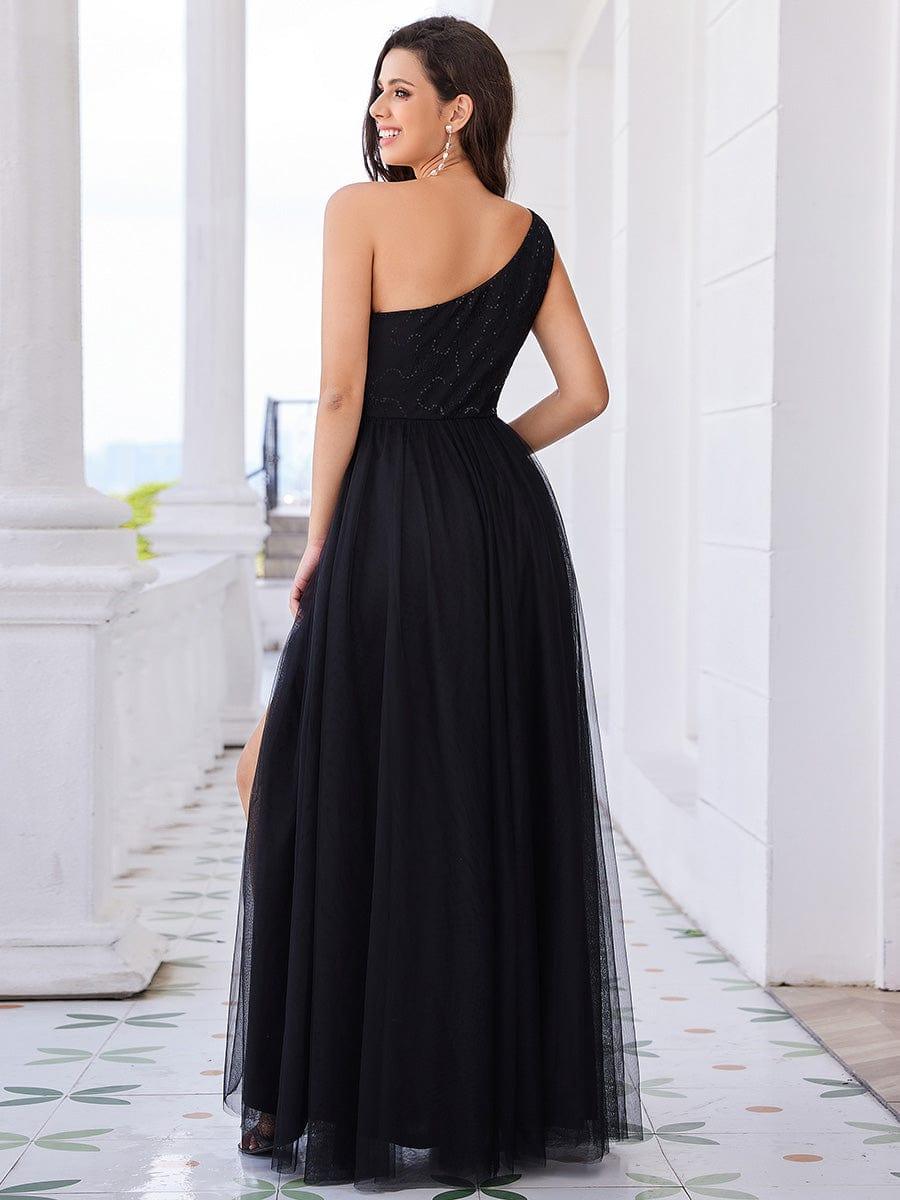 One-Shoulder Embellished Tulle Formal Evening Dress