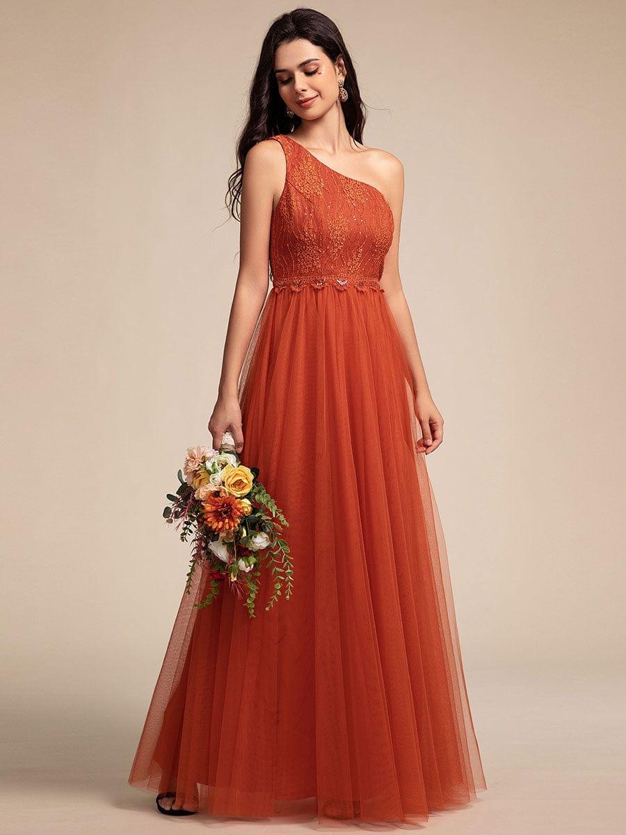 One-Shoulder Embellished Tulle Formal Evening Dress