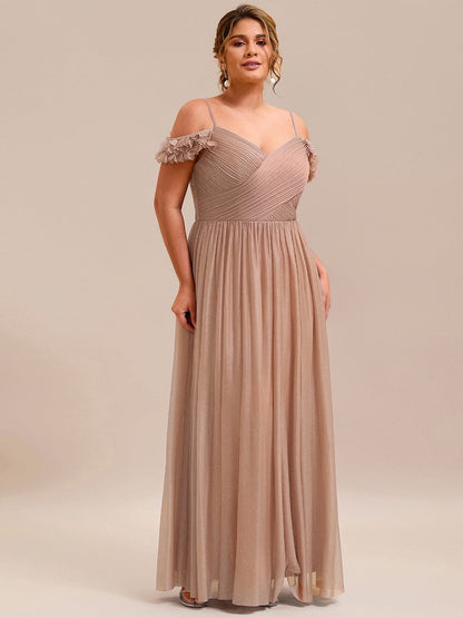 ever AYLANI|Sparkling V-Neck Floral Cold-Shoulder Evening Dress with Pleated