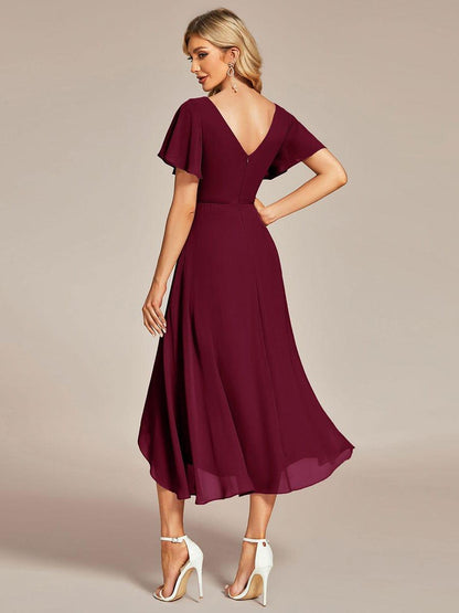 ever AALIA|Flowing Chiffon V-Neck Ruffle Sleeves Bridesmaid Dress
