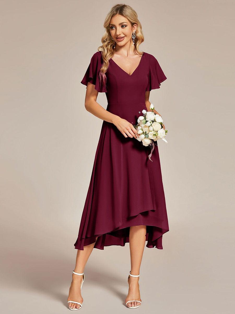ever AALIA|Flowing Chiffon V-Neck Ruffle Sleeves Bridesmaid Dress