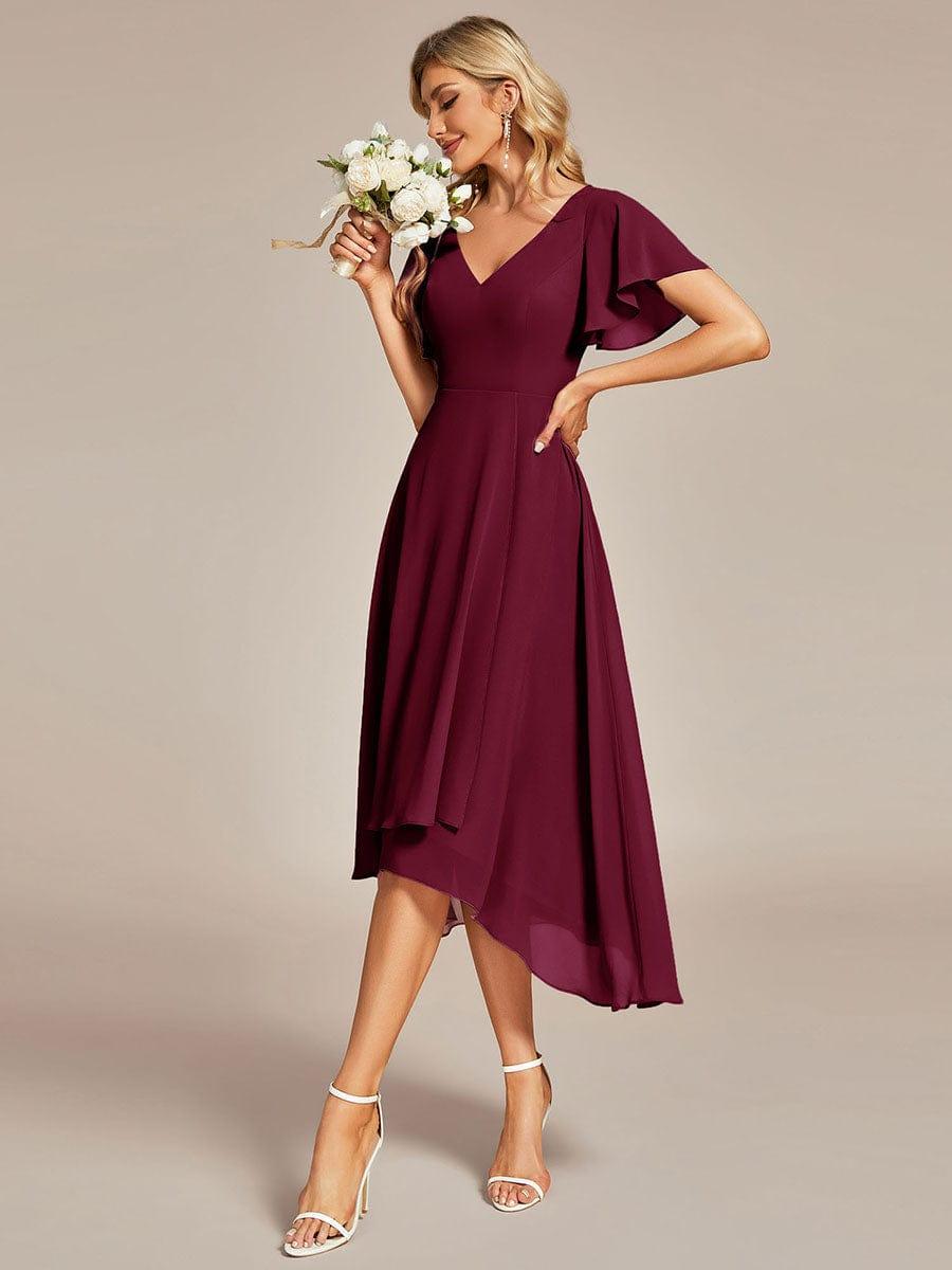 ever AALIA|Flowing Chiffon V-Neck Ruffle Sleeves Bridesmaid Dress