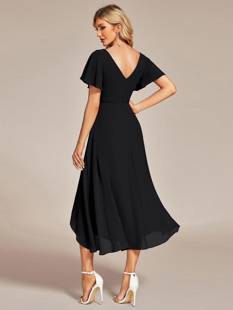 ever AALIA|Flowing Chiffon V-Neck Ruffle Sleeves Bridesmaid Dress