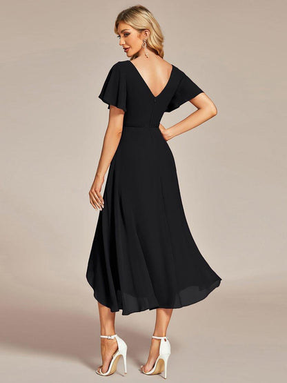 ever AALIA|Flowing Chiffon V-Neck Ruffle Sleeves Bridesmaid Dress