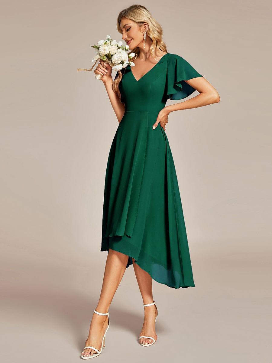 ever AALIA|Flowing Chiffon V-Neck Ruffle Sleeves Bridesmaid Dress