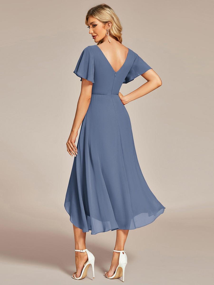 ever AALIA|Flowing Chiffon V-Neck Ruffle Sleeves Bridesmaid Dress