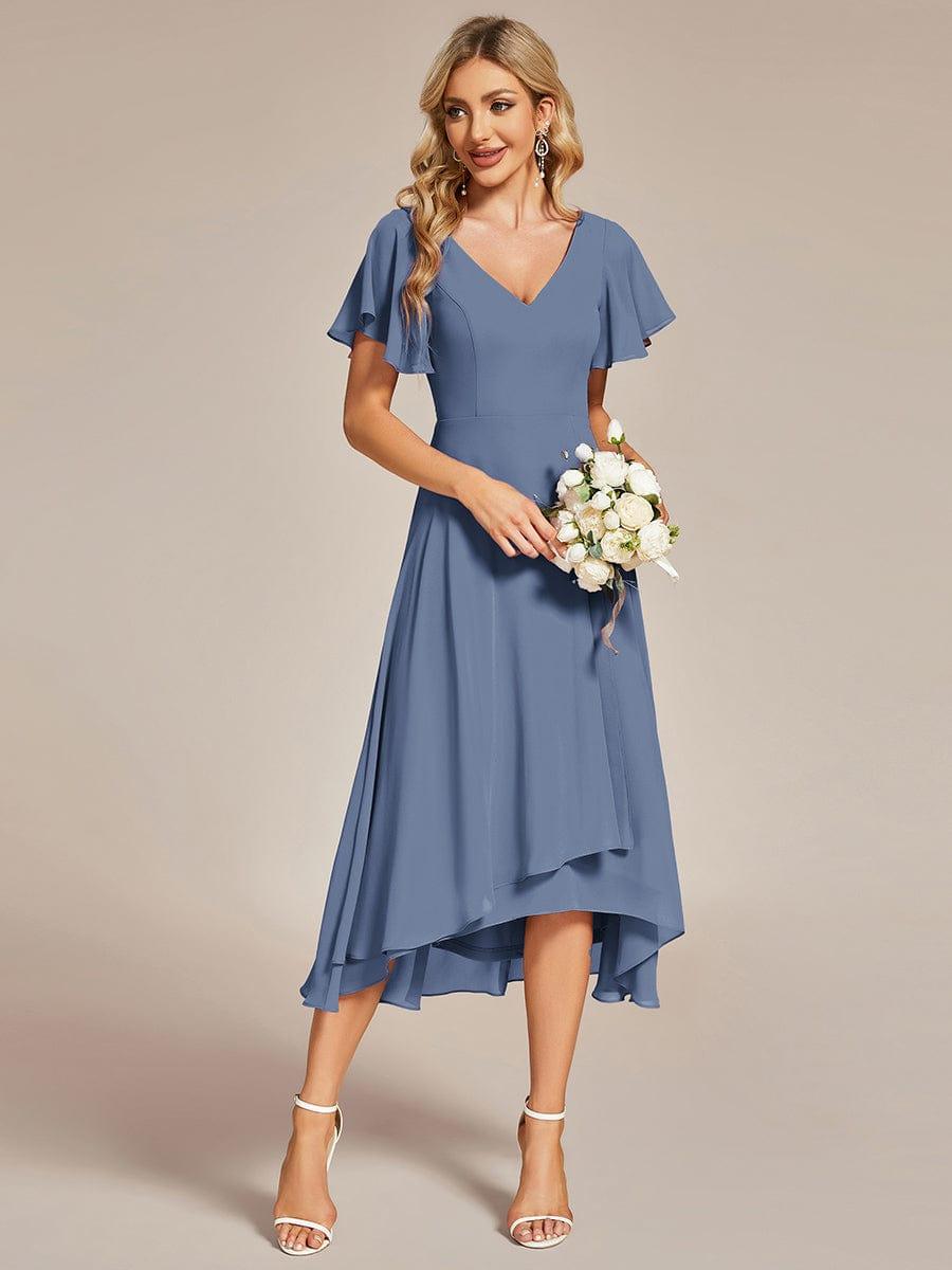 ever AALIA|Flowing Chiffon V-Neck Ruffle Sleeves Bridesmaid Dress