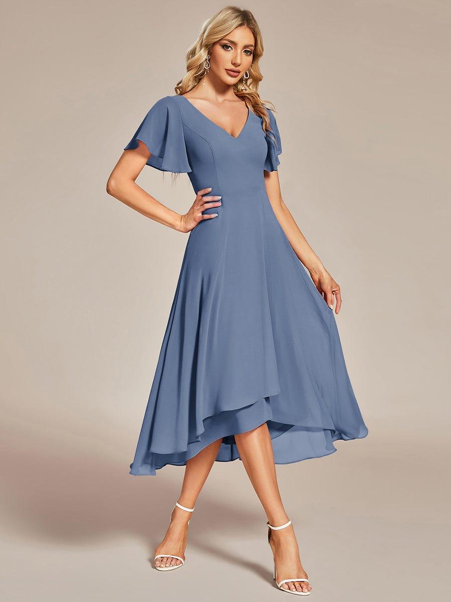 ever AALIA|Flowing Chiffon V-Neck Ruffle Sleeves Bridesmaid Dress
