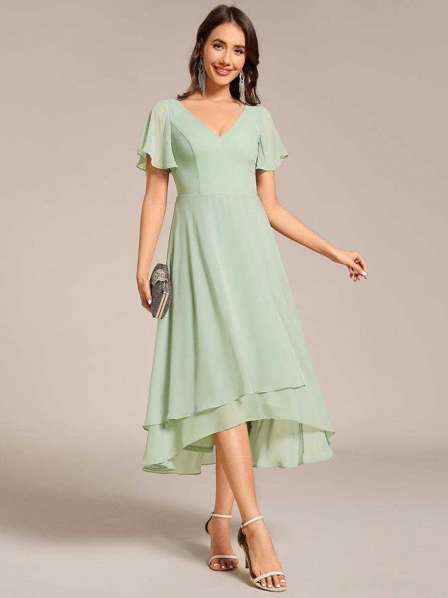 ever AALIA|Flowing Chiffon V-Neck Ruffle Sleeves Bridesmaid Dress