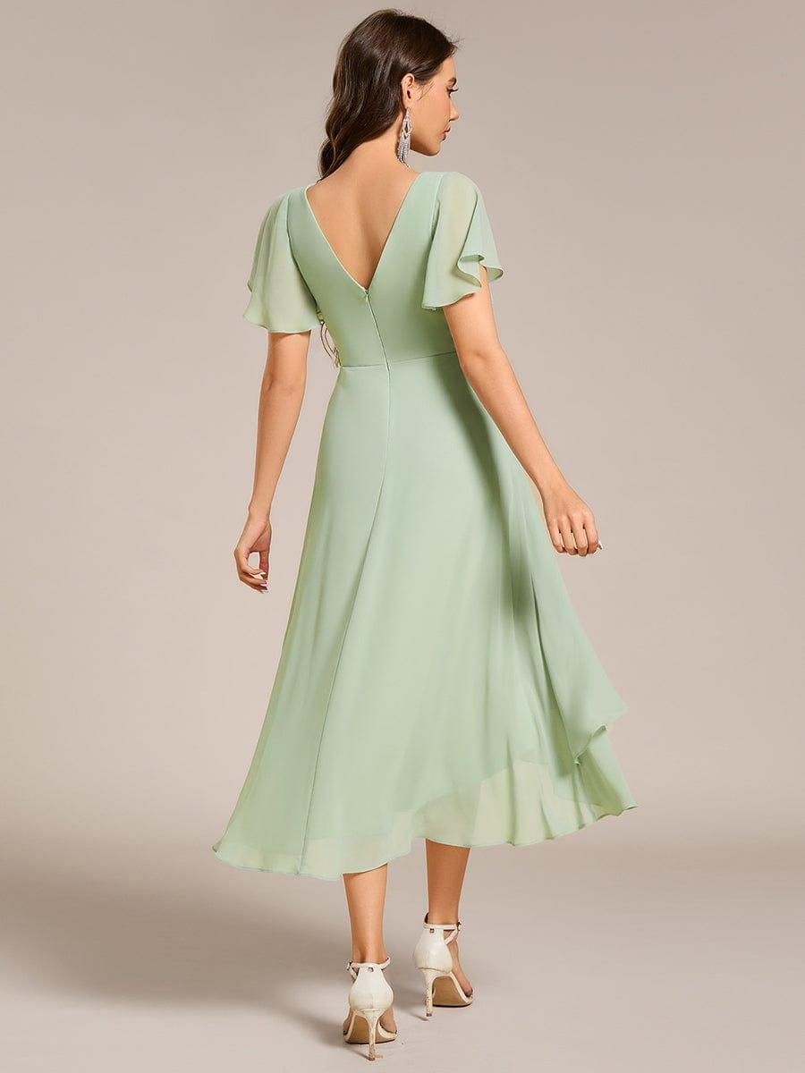 ever AALIA|Flowing Chiffon V-Neck Ruffle Sleeves Bridesmaid Dress