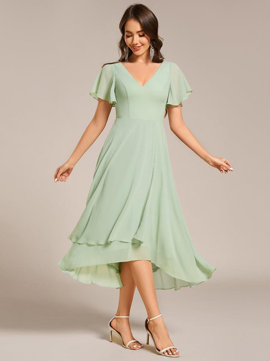 ever AALIA|Flowing Chiffon V-Neck Ruffle Sleeves Bridesmaid Dress