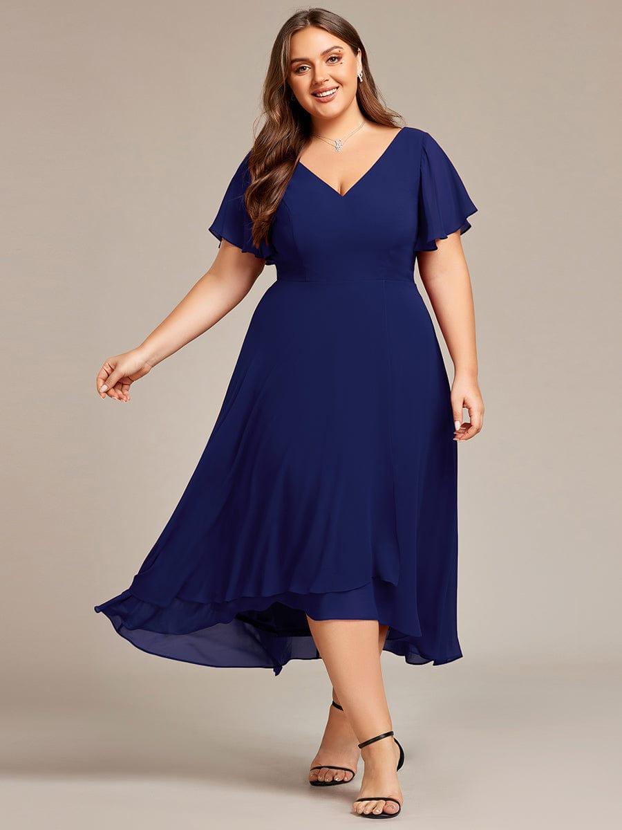 ever AALIA|Flowing Chiffon V-Neck Ruffle Sleeves Bridesmaid Dress