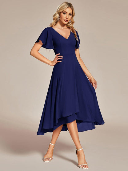 ever AALIA|Flowing Chiffon V-Neck Ruffle Sleeves Bridesmaid Dress