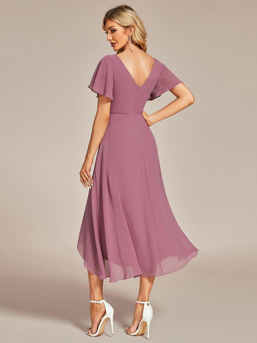 ever AALIA|Flowing Chiffon V-Neck Ruffle Sleeves Bridesmaid Dress
