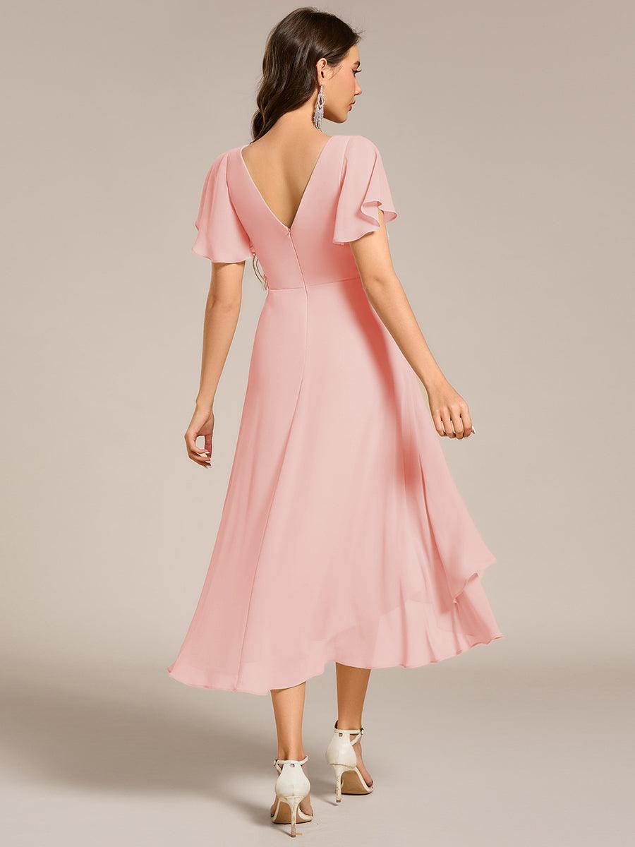 ever AALIA|Flowing Chiffon V-Neck Ruffle Sleeves Bridesmaid Dress