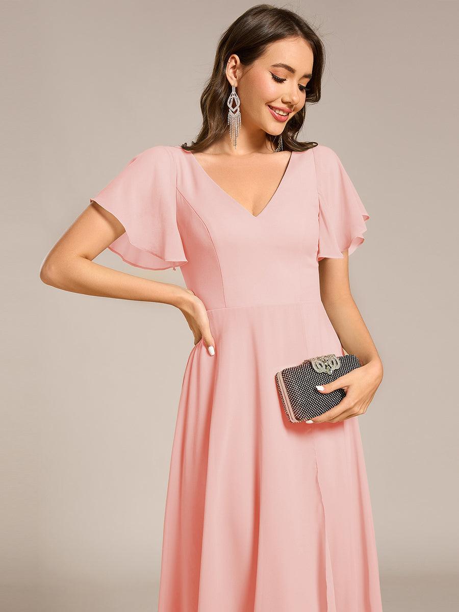 ever AALIA|Flowing Chiffon V-Neck Ruffle Sleeves Bridesmaid Dress