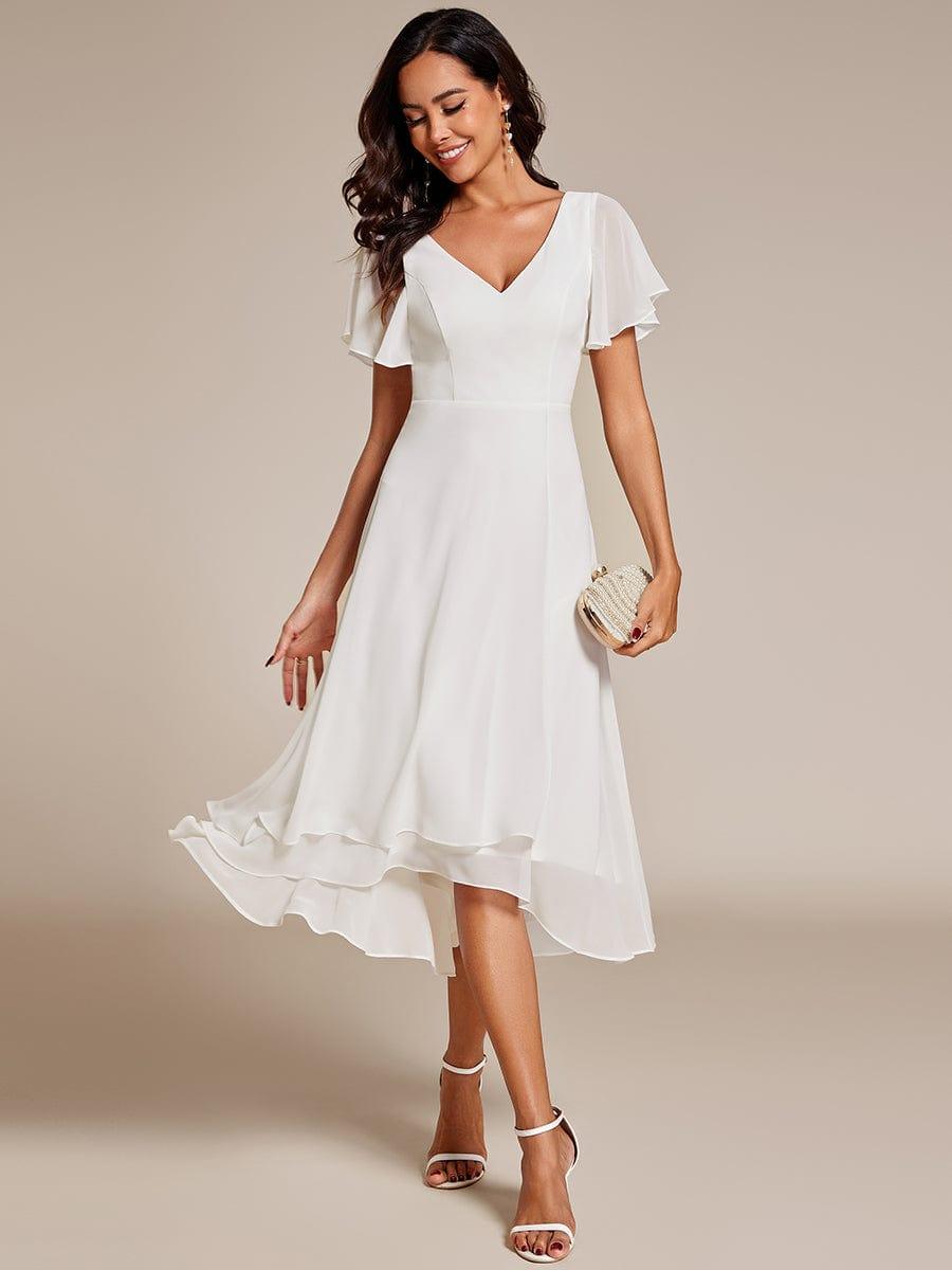 ever AALIA|Flowing Chiffon V-Neck Ruffle Sleeves Bridesmaid Dress