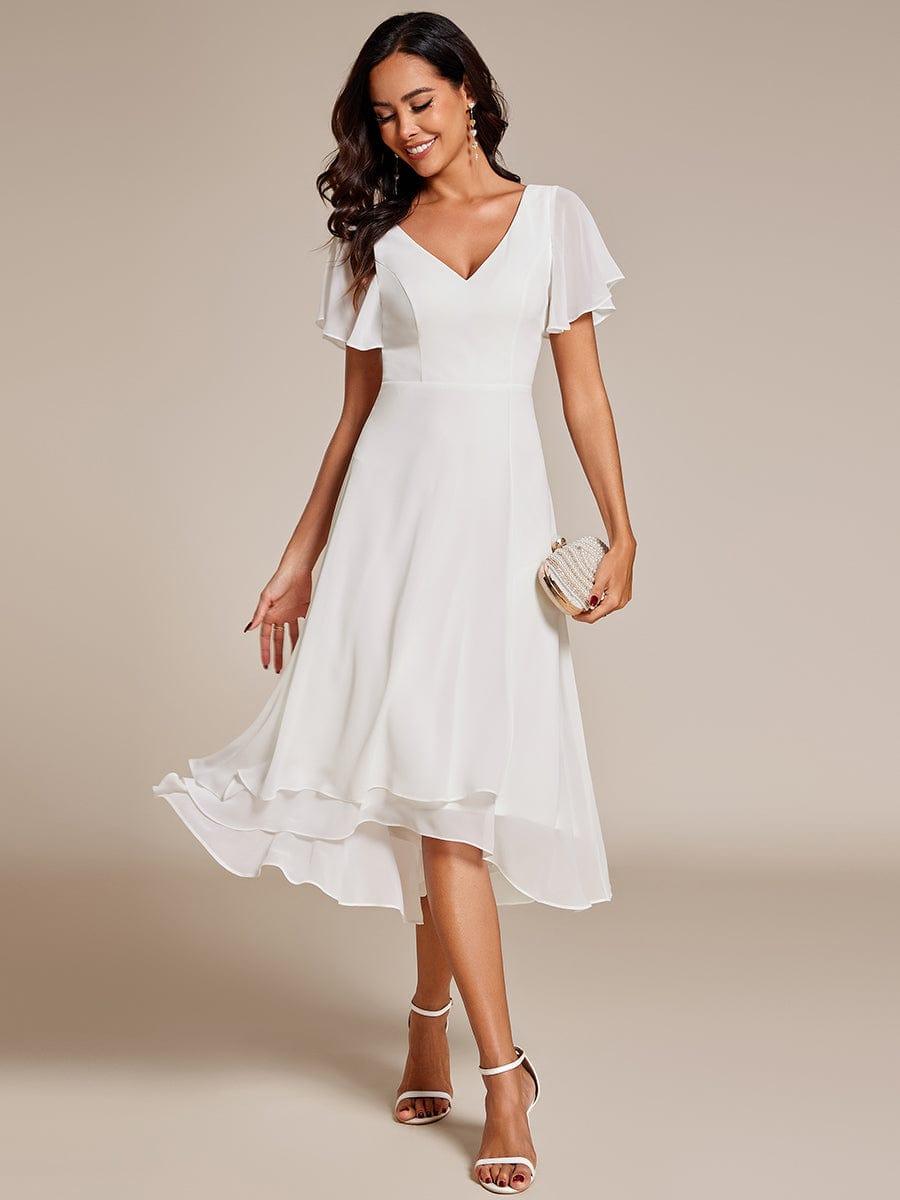 ever AALIA|Flowing Chiffon V-Neck Ruffle Sleeves Bridesmaid Dress