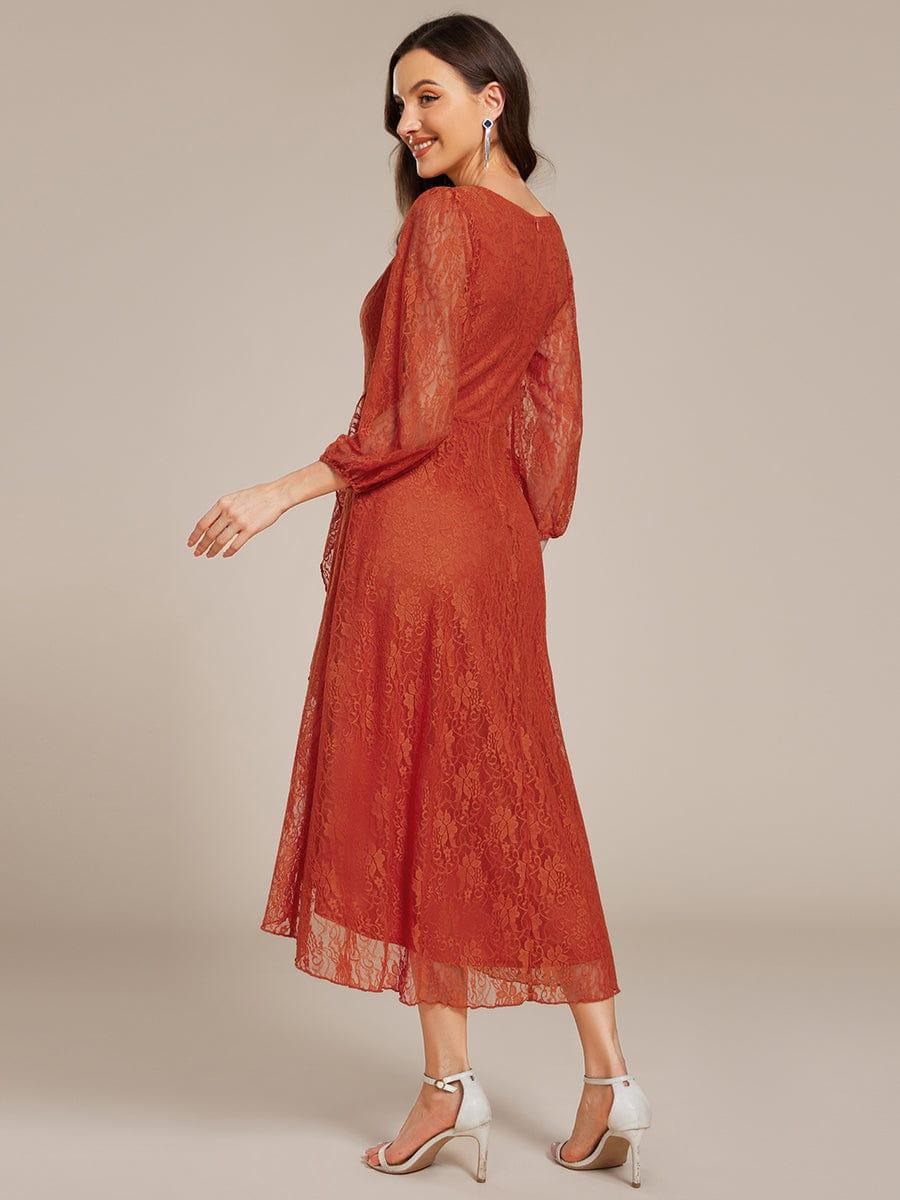 ever CAMILLE|Elegant Lace A-Line Long Sleeves Midi Wedding Guest Dress
