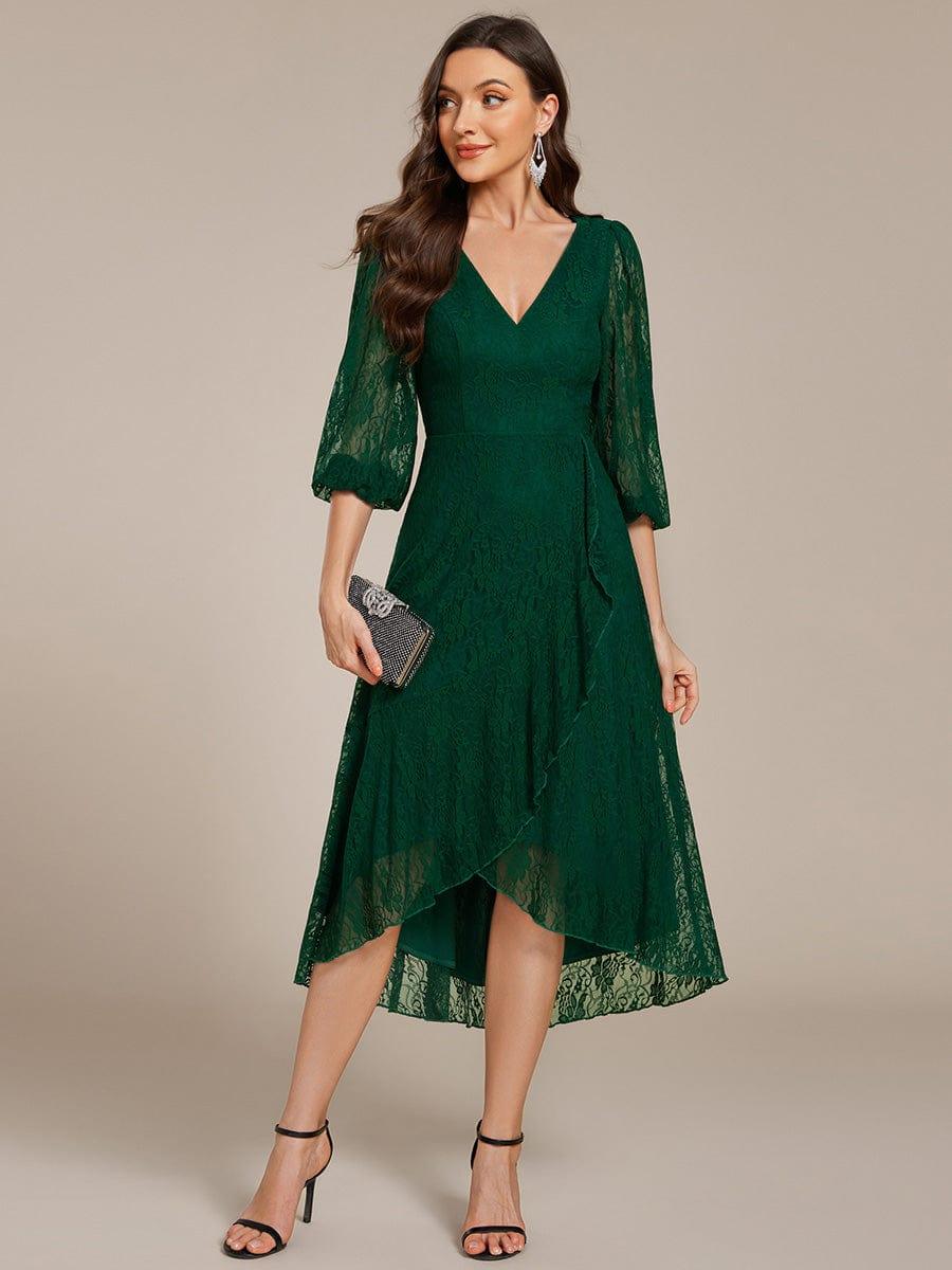 ever CAMILLE|Elegant Lace A-Line Long Sleeves Midi Wedding Guest Dress